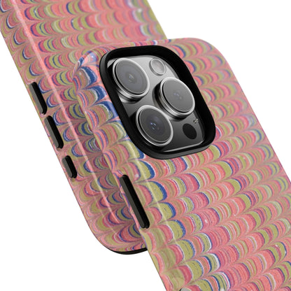 Pink Pastels Feather Marbled Vintage Design iPhone 16 + Samsung + Apple + Google - 2 finishes