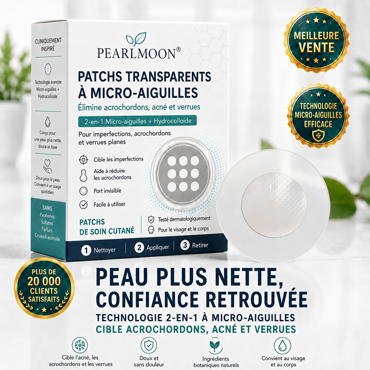 𝐏𝑬𝗔𝙍𝙇𝐌𝑶𝗢𝙉® 𝐏𝐚𝐭𝐜𝐡 𝐌𝐢𝐜𝐫𝐨𝐧𝐞𝐞𝐝𝐥𝐞 & 𝐇𝐲𝐝𝐫𝐨𝐜𝐨𝐥𝐥𝐨ï𝐝𝐞 𝟐-𝐞𝐧-𝟏🍀 | 𝐀𝐢𝐝𝐞 à é𝐥𝐢𝐦𝐢𝐧𝐞𝐫 𝐥'𝐚𝐜𝐧é, 𝐥𝐞𝐬 𝐯𝐞𝐫𝐫𝐮𝐞𝐬 𝐩𝐥𝐚𝐧𝐞𝐬 𝐞𝐭 𝐥𝐞𝐬 𝐚𝐜𝐫𝐨𝐜𝐡𝐨𝐫𝐝𝐨𝐧𝐬 | 𝐀𝐢𝐝𝐞 à 𝐚𝐭𝐭é𝐧𝐮𝐞𝐫 𝐥𝐞𝐬 𝐫𝐢𝐝𝐞𝐬, 𝐥𝐞𝐬 𝐜𝐢𝐜𝐚𝐭𝐫𝐢𝐜𝐞𝐬 𝐞𝐭 𝐥𝐞𝐬 𝐢𝐦𝐩𝐞𝐫𝐟𝐞𝐜𝐭𝐢𝐨𝐧𝐬 | 𝐏𝐚𝐭𝐜𝐡𝐬 𝐢𝐧𝐯𝐢𝐬𝐢𝐛𝐥𝐞𝐬 𝐩𝐨𝐮𝐫 𝐥𝐞 𝐯𝐢𝐬𝐚𝐠𝐞 𝐞𝐭 𝐥𝐞 𝐜𝐨𝐫𝐩𝐬
