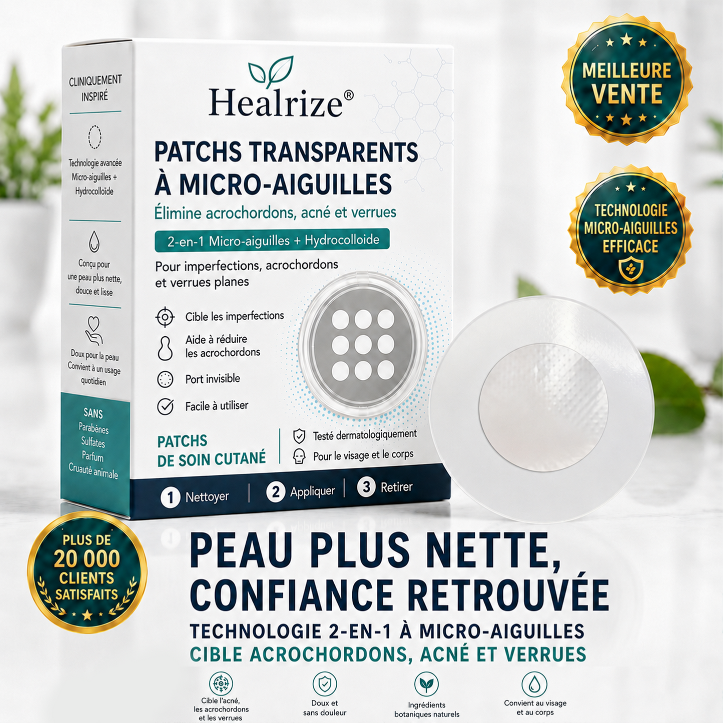 ✨✨𝑯𝗲𝙖𝐥𝒓𝗶𝙯𝗲®𝐏𝐚𝐭𝐜𝐡 𝐌𝐢𝐜𝐫𝐨𝐧𝐞𝐞𝐝𝐥𝐞 & 𝐇𝐲𝐝𝐫𝐨𝐜𝐨𝐥𝐥𝐨ï𝐝𝐞 𝟐-𝐞𝐧-𝟏🍀 | 𝐀𝐢𝐝𝐞 à é𝐥𝐢𝐦𝐢𝐧𝐞𝐫 𝐥'𝐚𝐜𝐧é, 𝐥𝐞𝐬 𝐯𝐞𝐫𝐫𝐮𝐞𝐬 𝐩𝐥𝐚𝐧𝐞𝐬 𝐞𝐭 𝐥𝐞𝐬 𝐚𝐜𝐫𝐨𝐜𝐡𝐨𝐫𝐝𝐨𝐧𝐬 | 𝐀𝐢𝐝𝐞 à 𝐚𝐭𝐭é𝐧𝐮𝐞𝐫 𝐥𝐞𝐬 𝐫𝐢𝐝𝐞𝐬, 𝐥𝐞𝐬 𝐜𝐢𝐜𝐚𝐭𝐫𝐢𝐜𝐞𝐬 𝐞𝐭 𝐥𝐞𝐬 𝐢𝐦𝐩𝐞𝐫𝐟𝐞𝐜𝐭𝐢𝐨𝐧𝐬 | 𝐏𝐚𝐭𝐜𝐡𝐬 𝐢𝐧𝐯𝐢𝐬𝐢𝐛𝐥𝐞𝐬 𝐩𝐨𝐮𝐫 𝐥𝐞 𝐯𝐢𝐬𝐚𝐠𝐞 𝐞𝐭 𝐥𝐞 𝐜𝐨𝐫𝐩𝐬