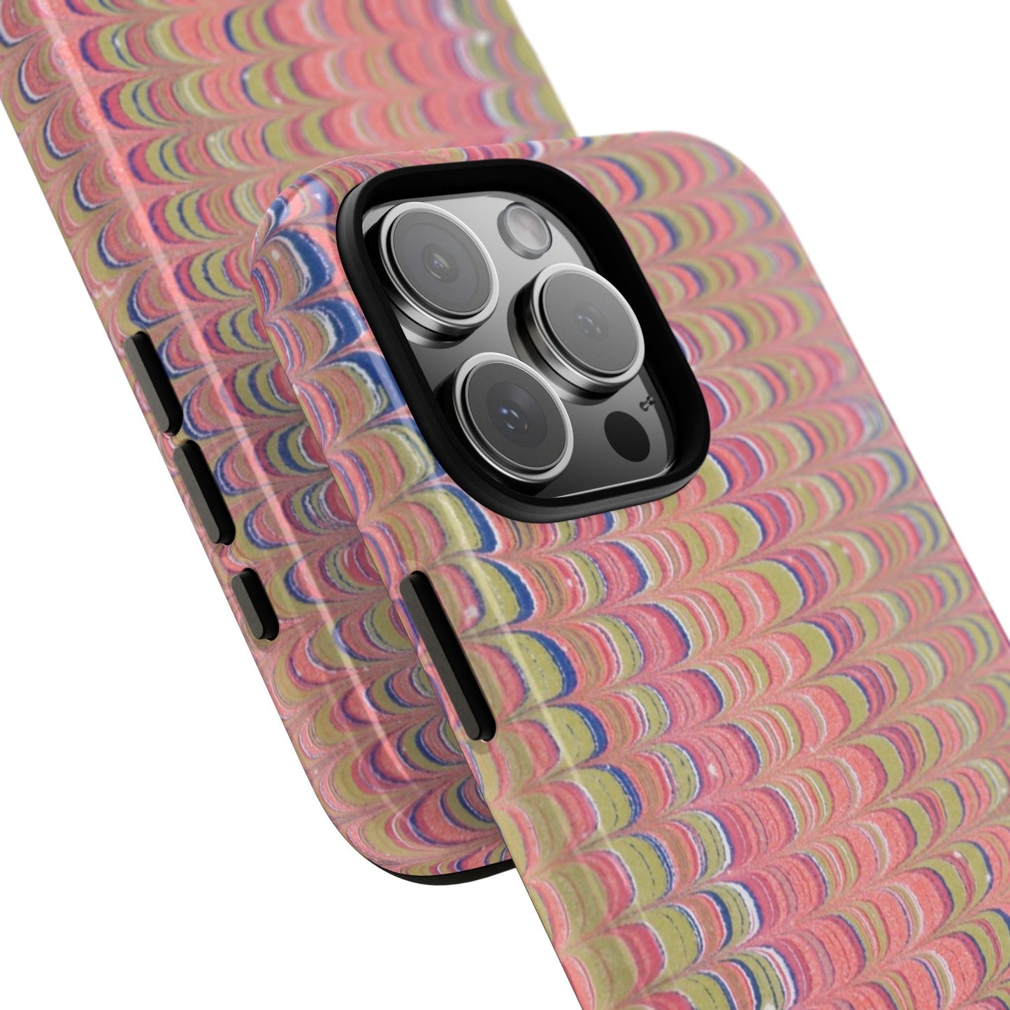 Pink Pastels Feather Marbled Vintage Design iPhone 16 + Samsung + Apple + Google - 2 finishes