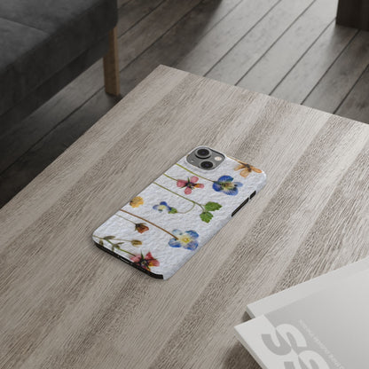 Dried Wild Pink and Purple Flower Image on Paper, Floral Slim Phone Cases, Case-Mate IPHONE16 and all sizes