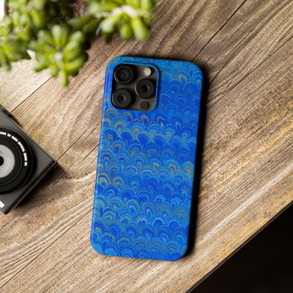 Blue Marbled Design, Italy Feather Phone Case, Multi-Color, Slim Phone Cases, Case-Mate IPHONE16 and all sizes
